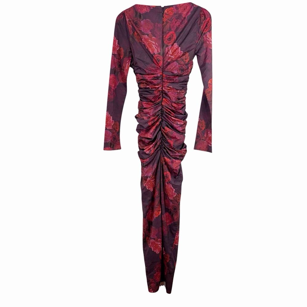 HOUSE OF CB Lanetta Romantic Floral Maxi Dress XS Roses long Sleeves Ruched $255 - Picture 8 of 12